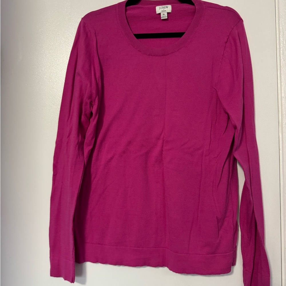 J. Crew Vibrant Pink Scoop Neck Sweater